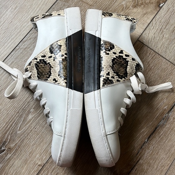 Emporio Armani Leather Sneaker with Snakeskin Detail - Picture 8 of 11